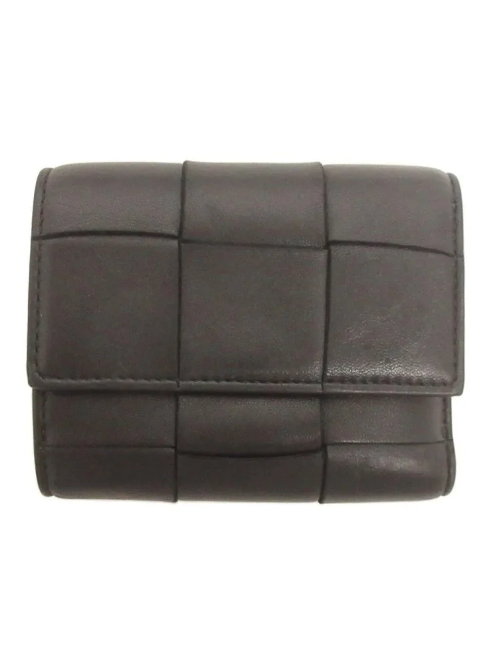 Bottega Veneta Cassette Trifold Wallet Braided Leather Black